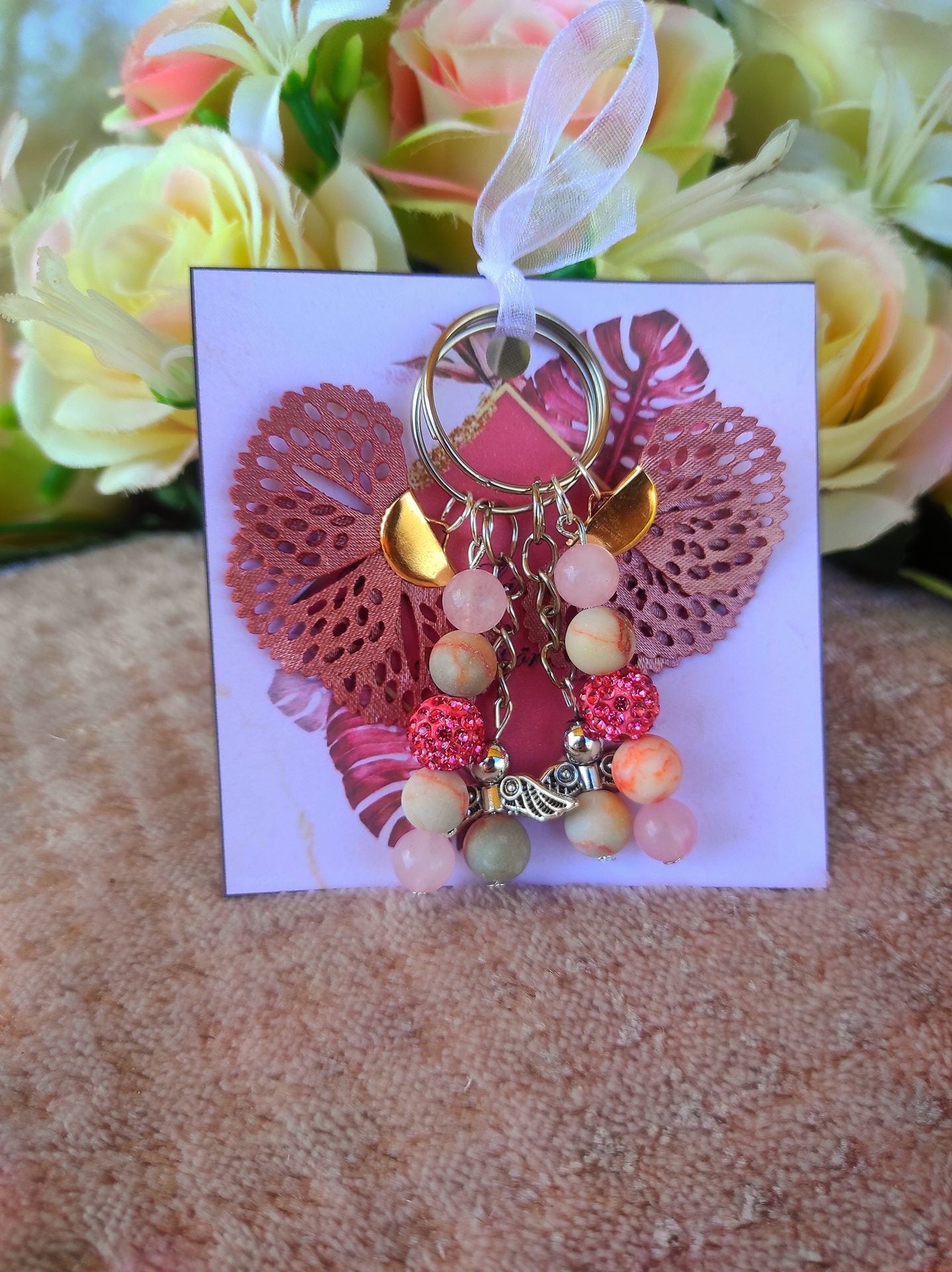 Anya és lánya rózsaszín kulcstartó pár